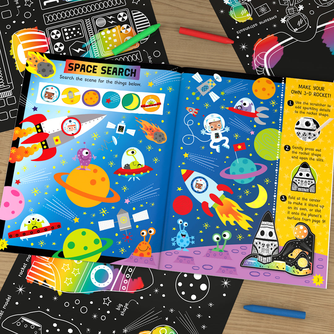 Scratch and Sparkle Space Activity Book – ISBN 9781789477979 – lifestyle image 2