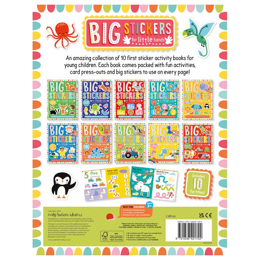Product image 1 of Big Stickers for Little Hands Assortment x 10, a pack for ages 3+, by Make Believe Ideas.