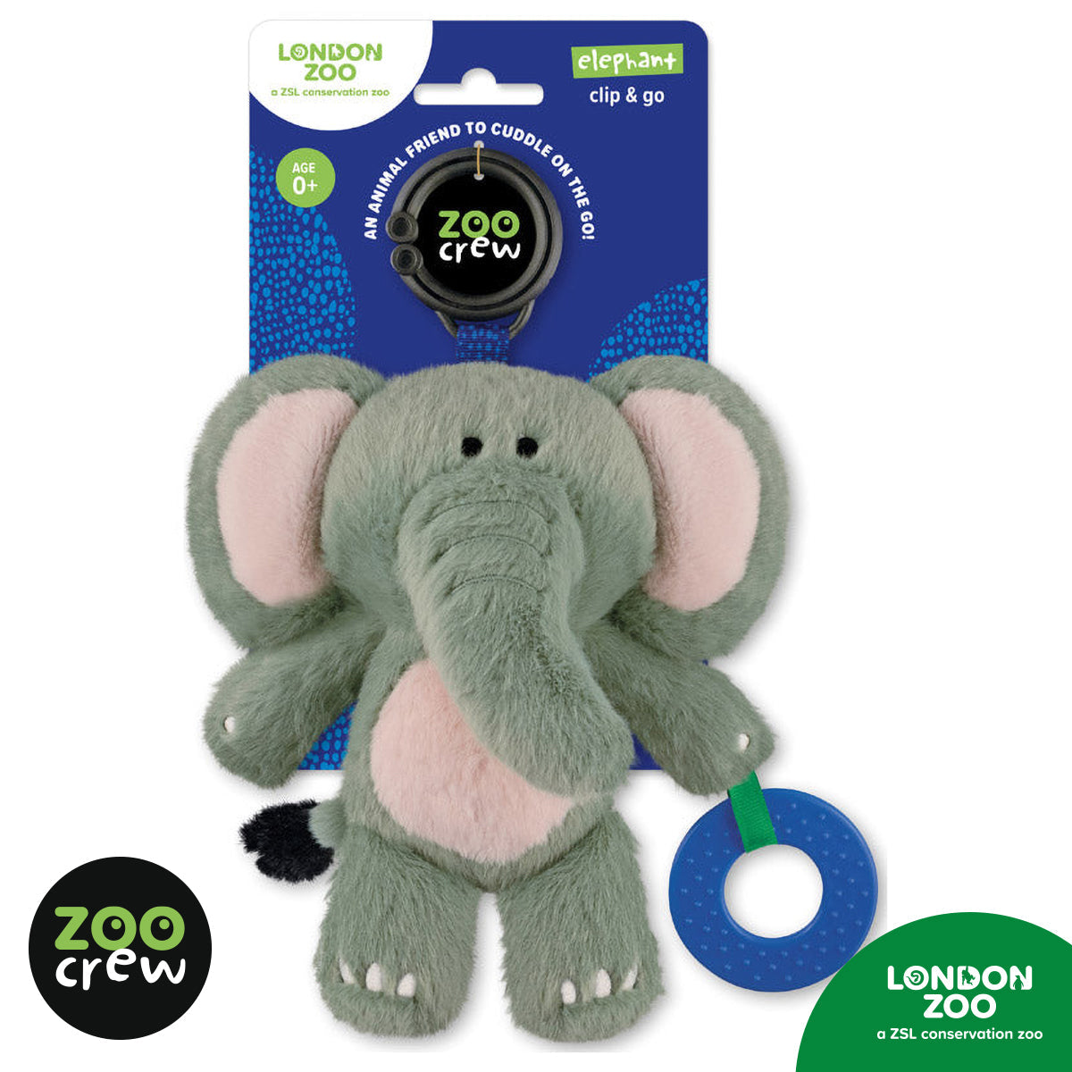 Product image 1 of Clip & Go Elephant, a plush toy for ages 0+, by Make Believe Ideas.