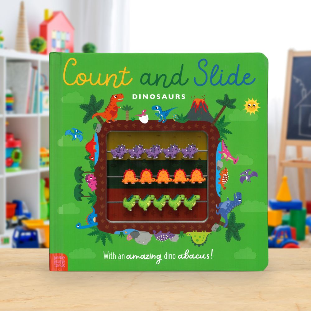 Product image 2 of Count and Slide Dinosaurs, a board book for ages 3+, by Make Believe Ideas.