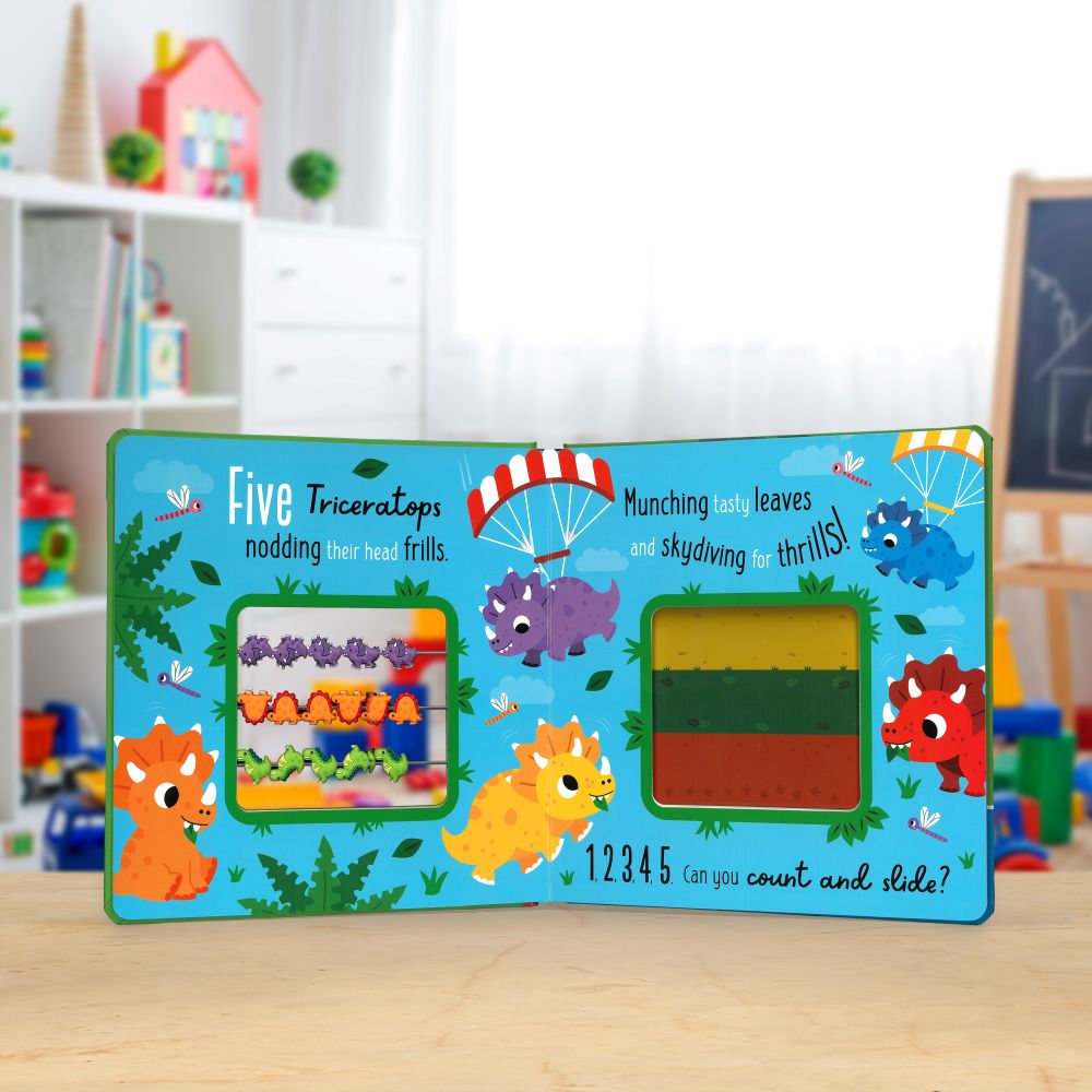 Product image 3 of Count and Slide Dinosaurs, a board book for ages 3+, by Make Believe Ideas.