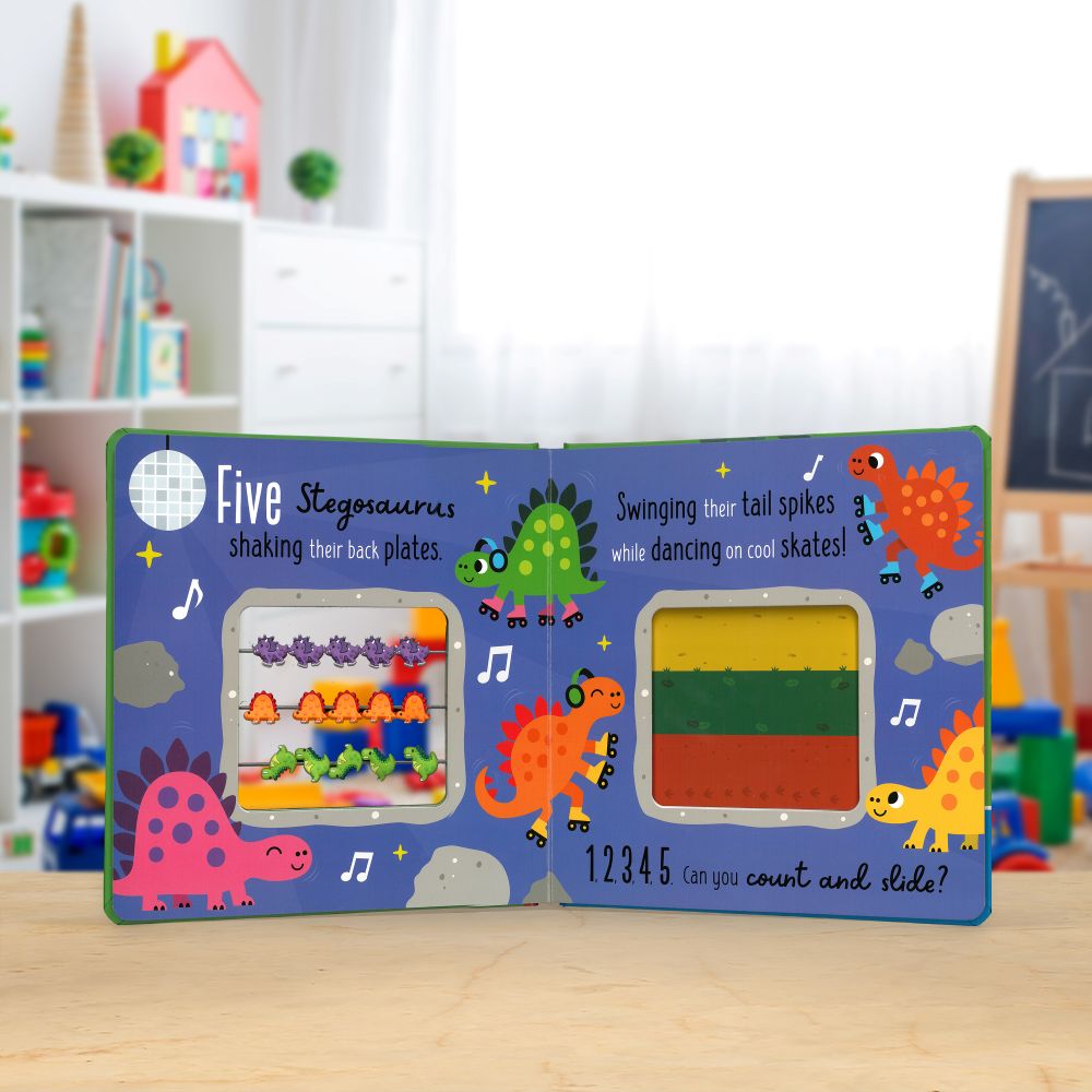 Product image 4 of Count and Slide Dinosaurs, a board book for ages 3+, by Make Believe Ideas.