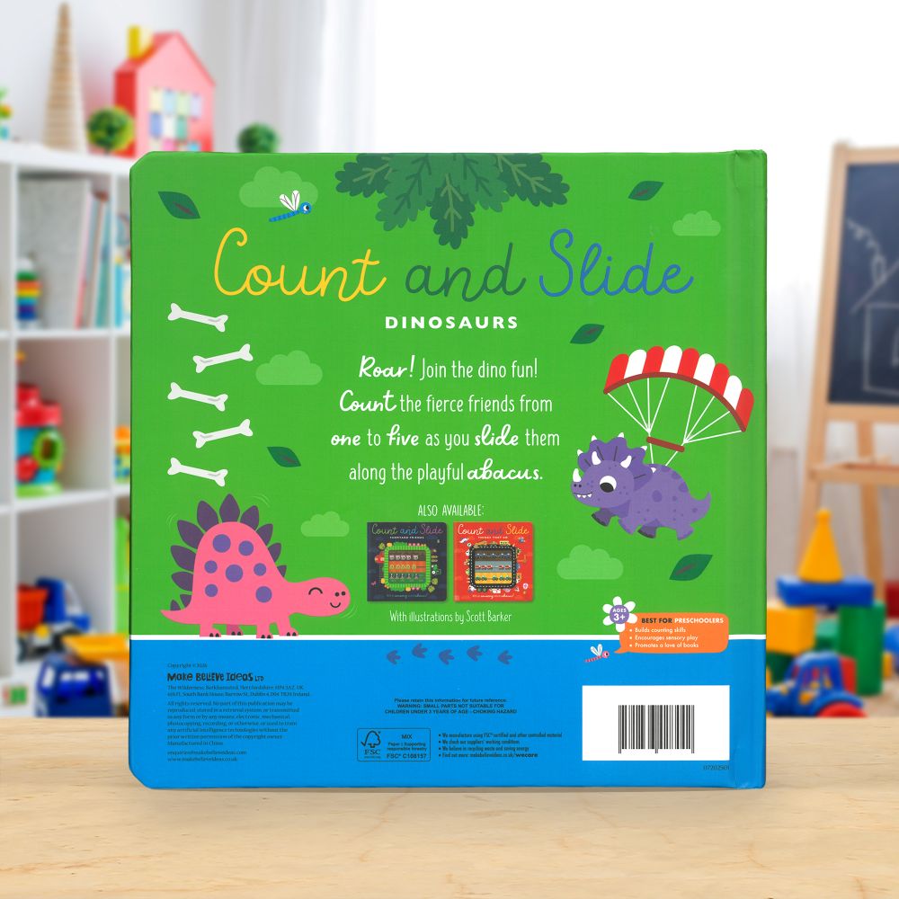 Product image 6 of Count and Slide Dinosaurs, a board book for ages 3+, by Make Believe Ideas.