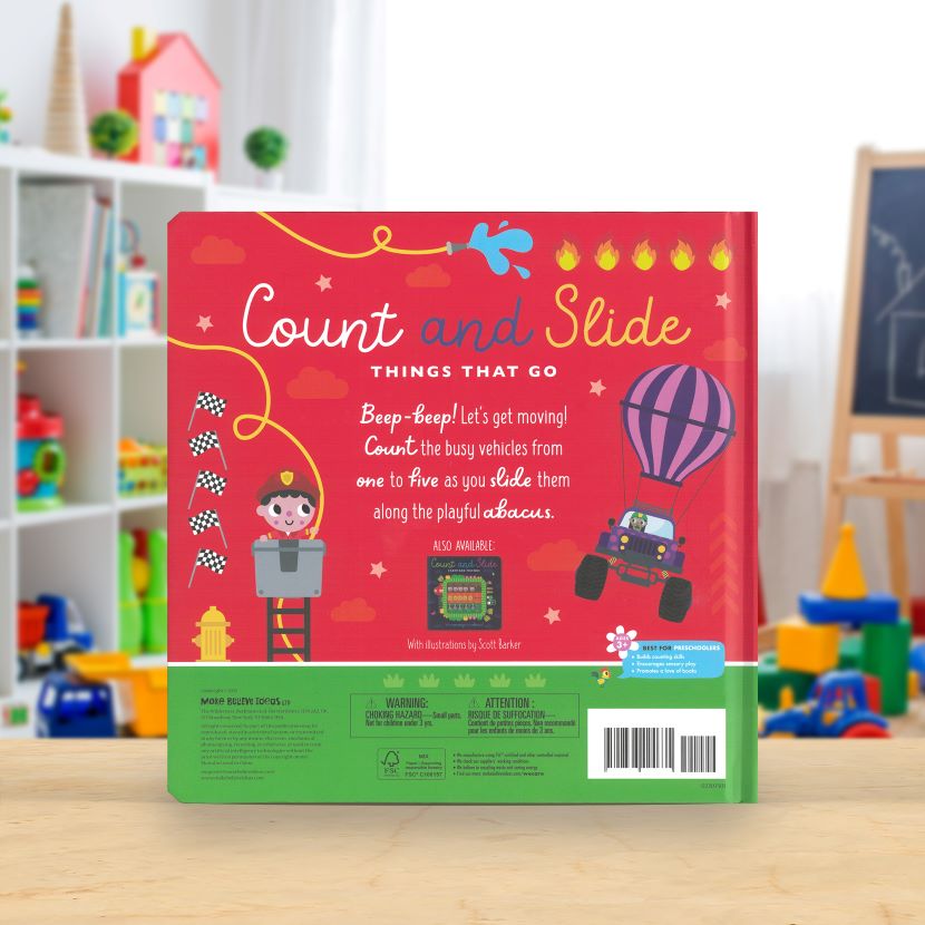 Product image 6 of Count and Slide Things That Go, a board book for ages 3+, by Make Believe Ideas.
