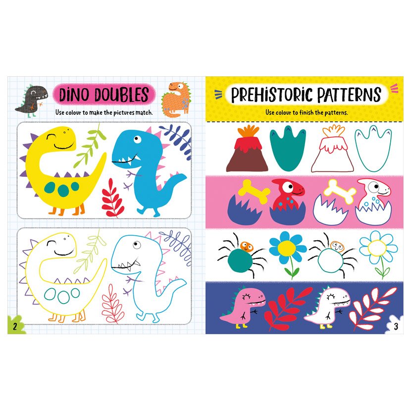 Product image 2 of Create and Play Dinos Colouring Activity Book, a sticker activity book for ages 3+, by Make Believe Ideas.