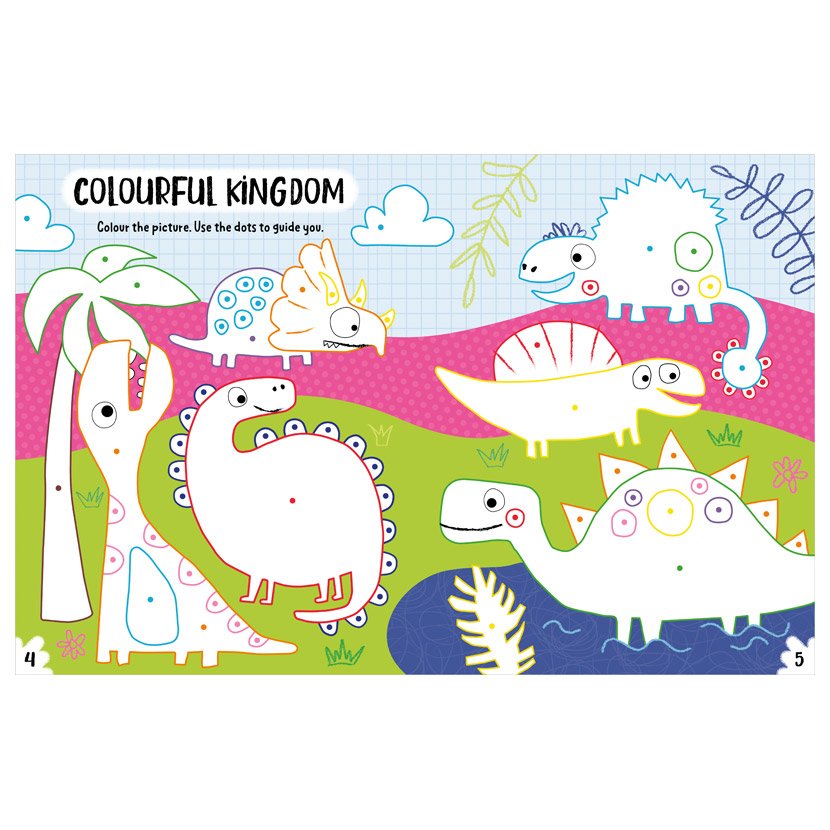 Product image 3 of Create and Play Dinos Colouring Activity Book, a sticker activity book for ages 3+, by Make Believe Ideas.