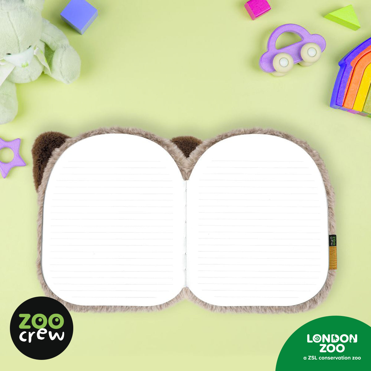 Product image 3 of Cuddly Lined Notebook Bush Baby, a stationery item for ages 3+, by Make Believe Ideas.