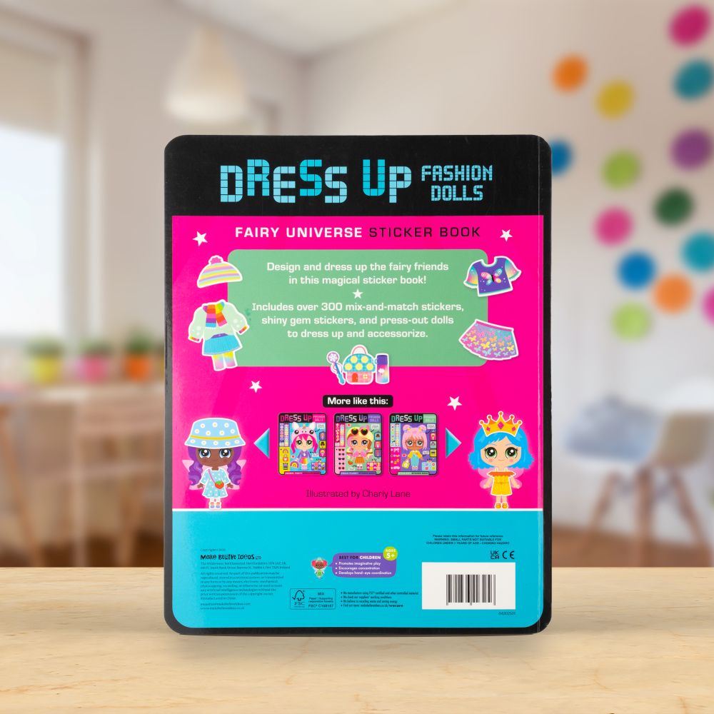 Product image 6 of Dress Up Fashion Dolls Fairy Universe, a sticker activity book for ages 5+, by Make Believe Ideas.