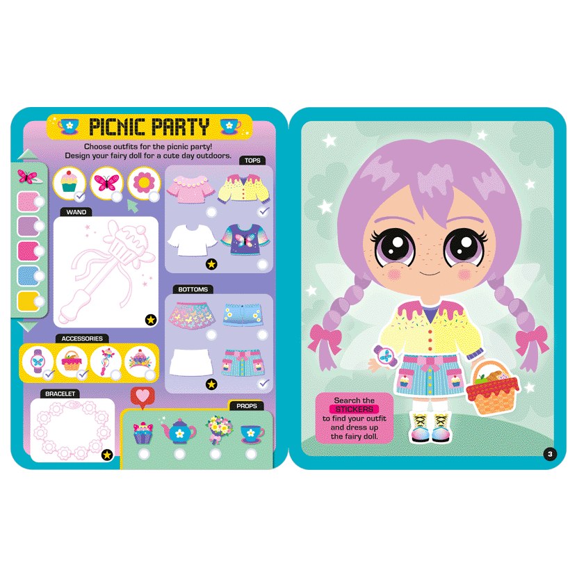 Product image 9 of Dress Up Fashion Dolls Fairy Universe, a sticker activity book for ages 5+, by Make Believe Ideas.