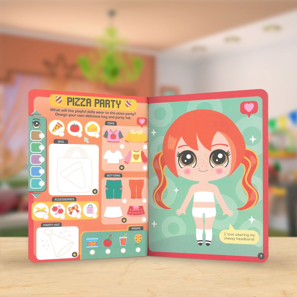 Product image 5 of Dress Up Fashion Dolls Snack Planet, a sticker activity book for ages 5+, by Make Believe Ideas.