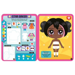 Product image 7 of Dress Up Fashion Dolls Snack Planet, a sticker activity book for ages 5+, by Make Believe Ideas.