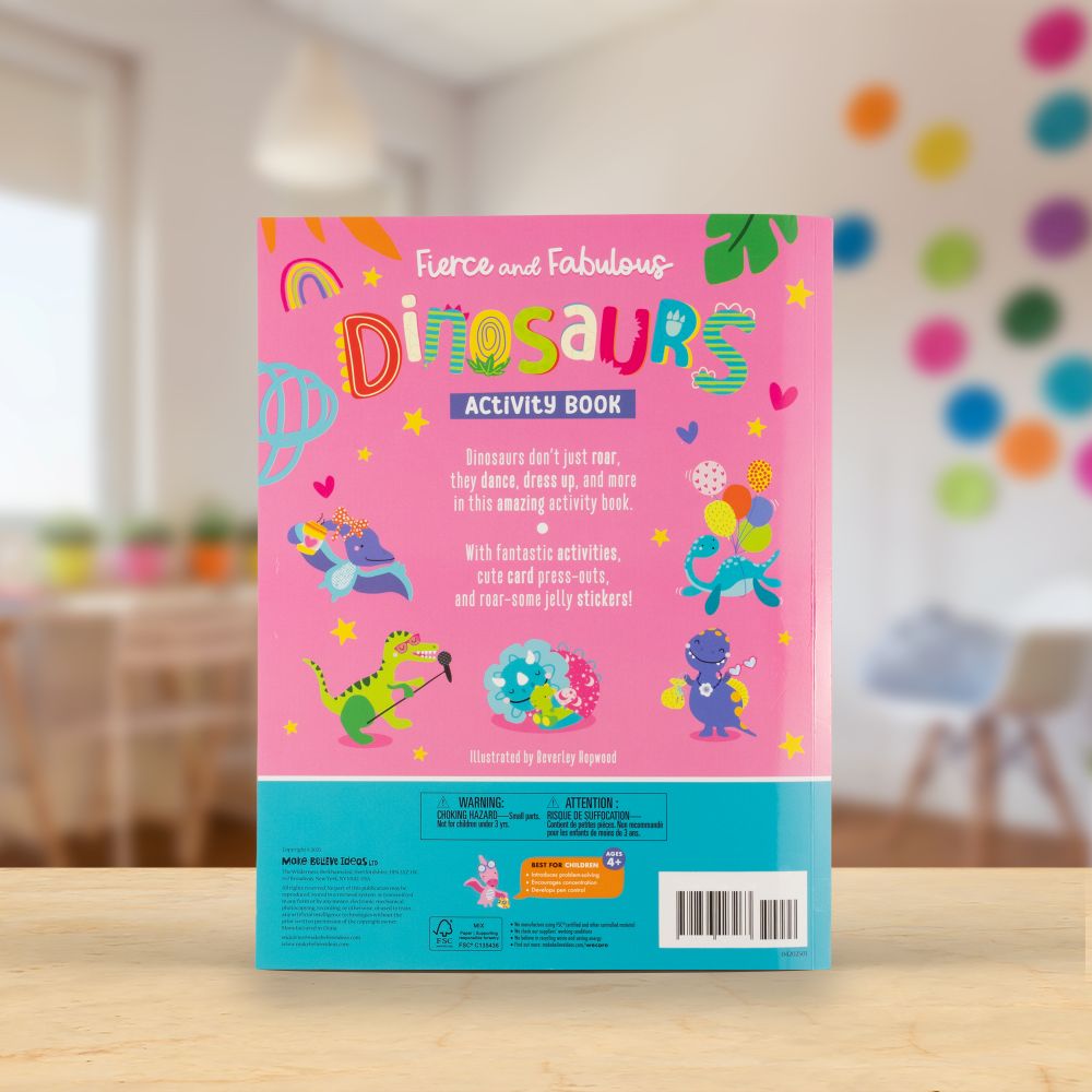 Product image 6 of Fierce and Fabulous Dinosaurs Activity Book, a sticker activity book for ages 4+, by Make Believe Ideas.