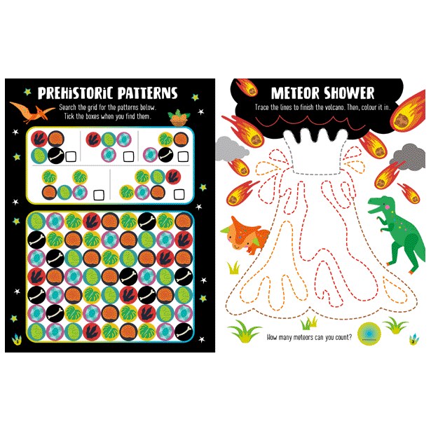 Product image 2 of Glow in the Dark Dino Land Activity Book, a sticker activity book for ages 4+, by Make Believe Ideas.