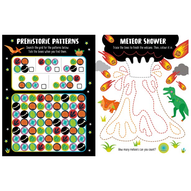 Product image 3 of Glow in the Dark Dino Land Activity Book, a sticker activity book for ages 4+, by Make Believe Ideas.