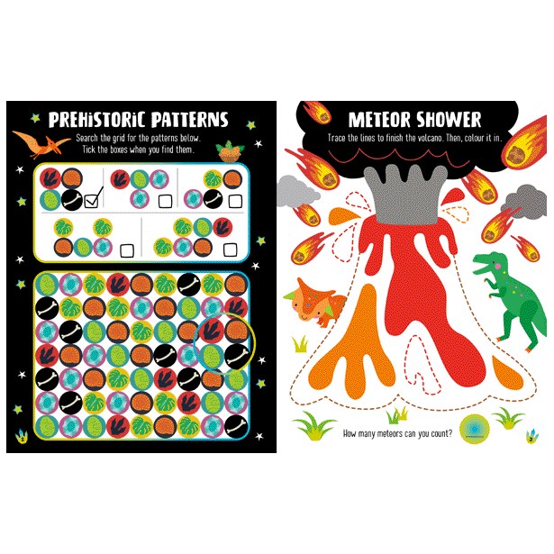 Product image 7 of Glow in the Dark Dino Land Activity Book, a sticker activity book for ages 4+, by Make Believe Ideas.