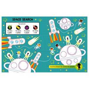 Product image 3 of Glow in the Dark Space Activity Book, a sticker activity book for ages 3+, by Make Believe Ideas.