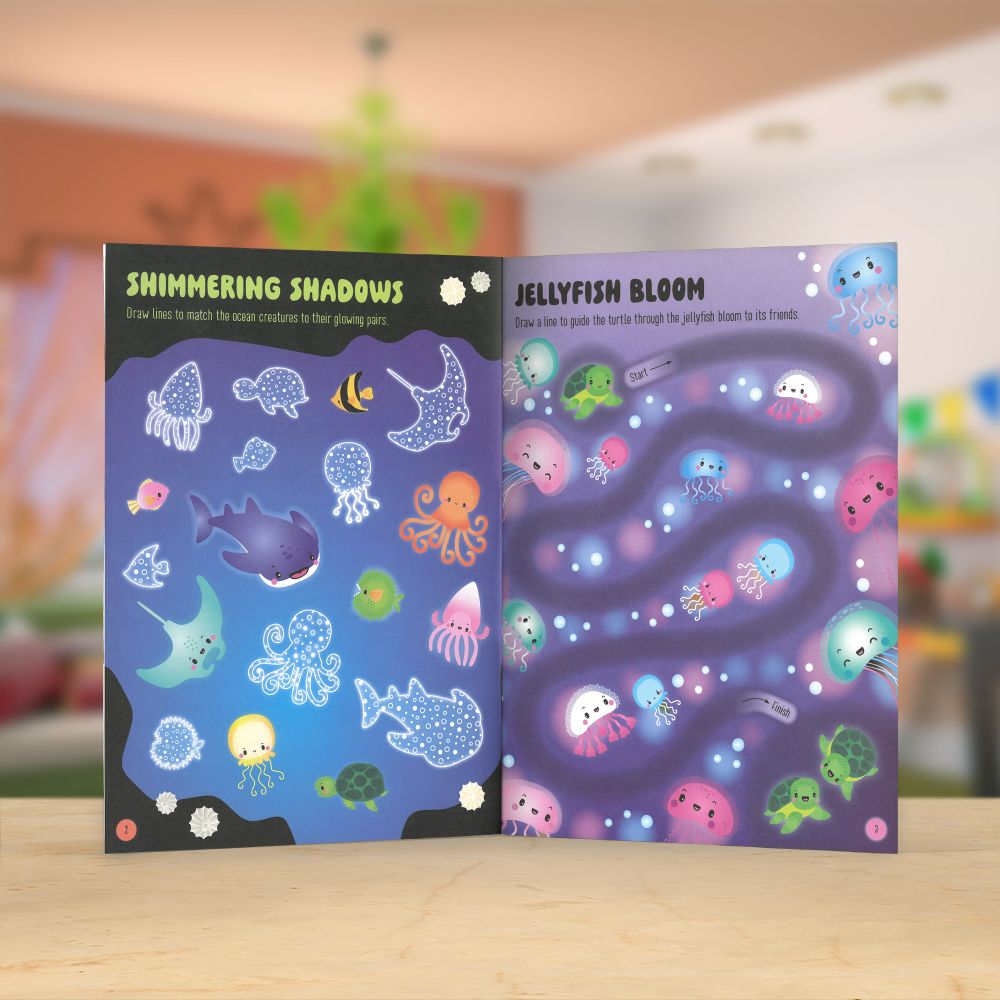 Product image 3 of Glow in the Dark Underwater Wonders, a sticker activity book for ages 4+, by Make Believe Ideas.