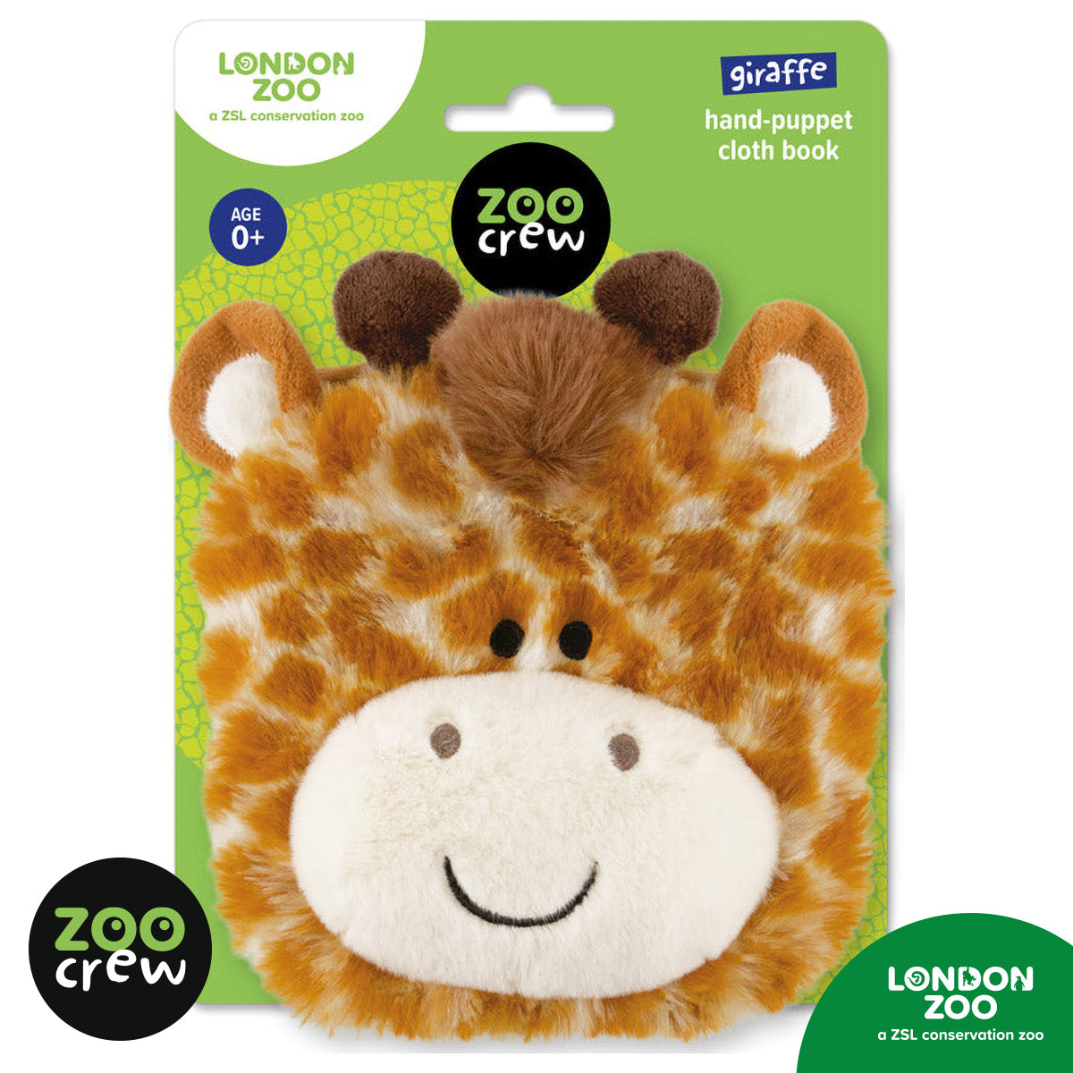 Product image 1 of Hand-Puppet Cloth Book Giraffe, a cloth book for ages 0+, by Make Believe Ideas.