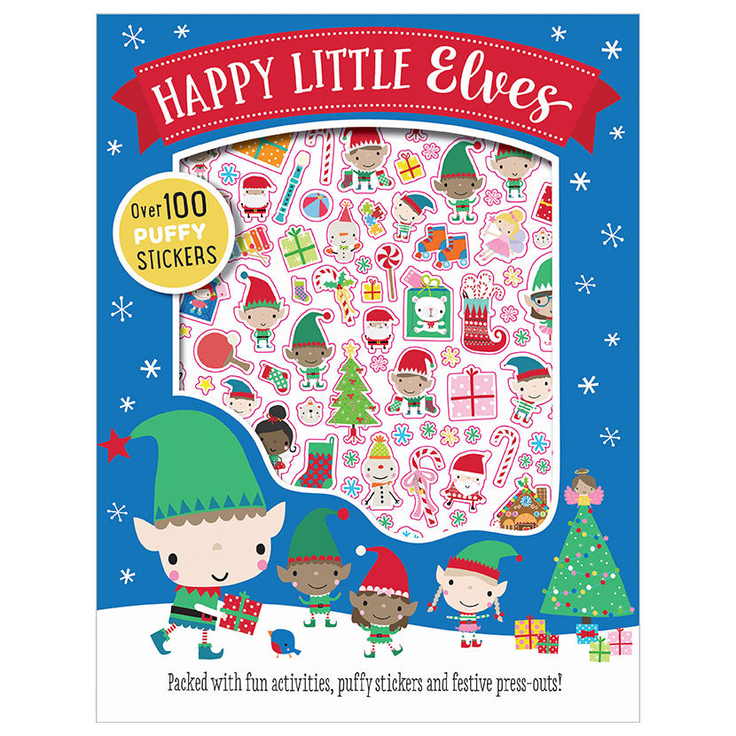 Product image 1 of Happy Little Elves, a sticker activity book for ages 3+, by Make Believe Ideas.