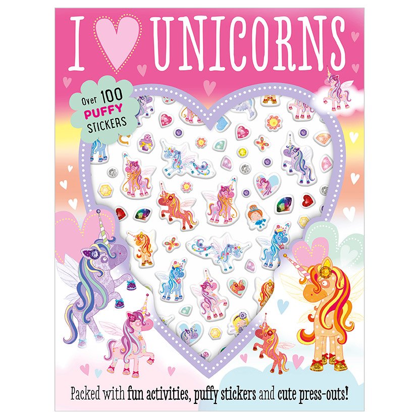 Product image 1 of I Love Unicorns, a sticker activity book for ages 4+, by Make Believe Ideas.