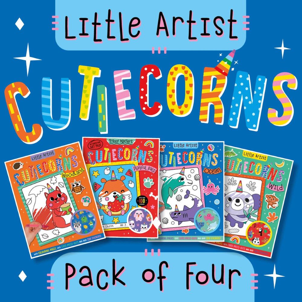 Product image 1 of Little Artist Cutiecorns Colouring Assortment x4, a colouring book for ages 3+, by Make Believe Ideas.