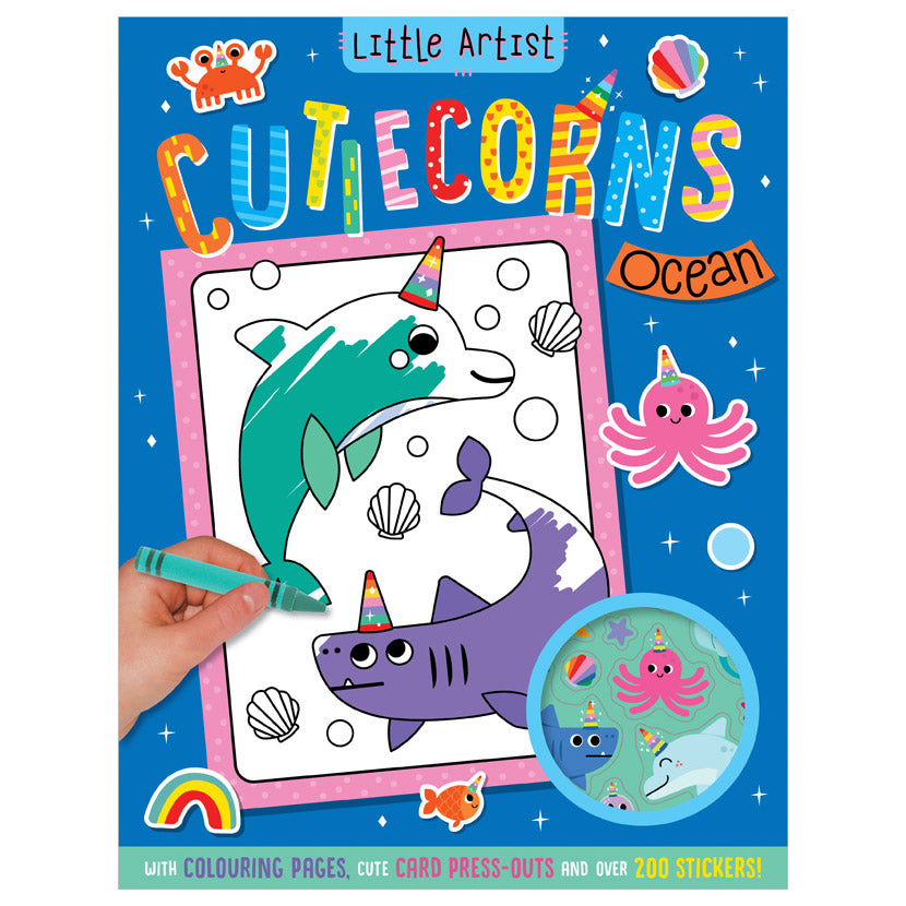 Product image 1 of Little Artist Cutiecorns Ocean Colouring Book, a colouring book for ages 3+, by Make Believe Ideas.