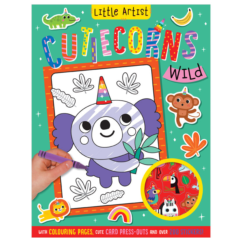 Product image 1 of Little Artist Cutiecorns Wild Colouring Book, a colouring book for ages 3+, by Make Believe Ideas.