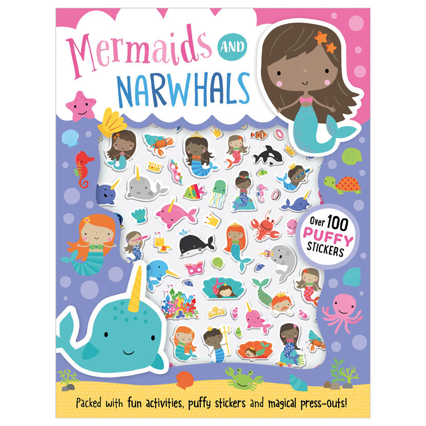 Product image 1 of Mermaids and Narwhals, a sticker activity book for ages 3+, by Make Believe Ideas.
