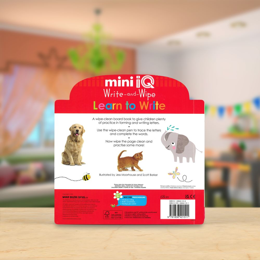 Product image 6 of Mini iQ Write-and-Wipe Learn to Write, a sticker activity book for ages 3+, by Make Believe Ideas.