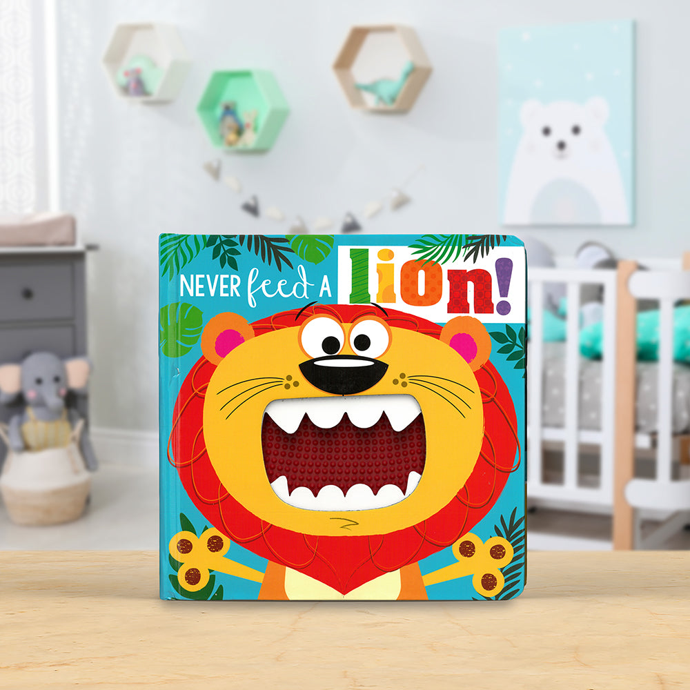 Product image 2 of Never Feed a Lion!, a board book for ages 0+, by Make Believe Ideas.
