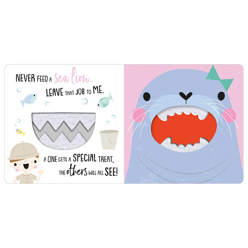 Product image 2 of Never Feed a Shark, a board book for ages 0+, by Make Believe Ideas.