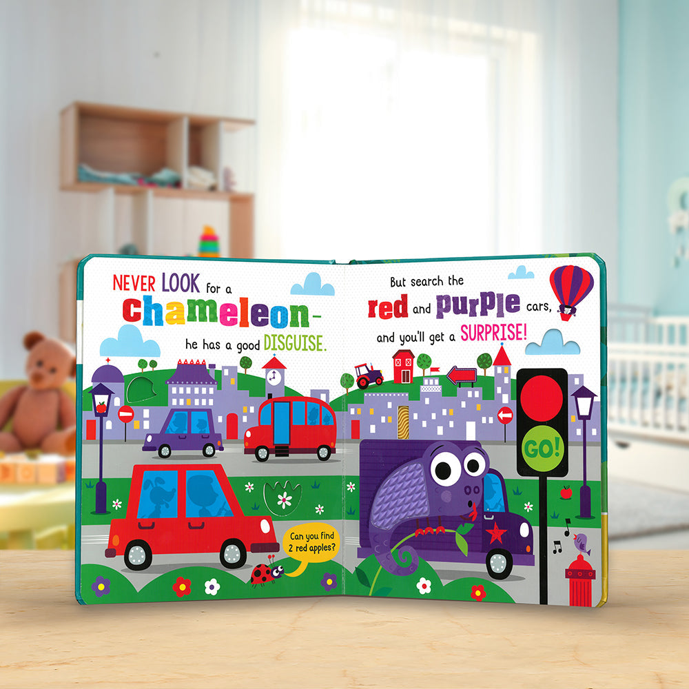 Product image 3 of Never Look for a Chameleon!, a board book for ages 0+, by Make Believe Ideas.