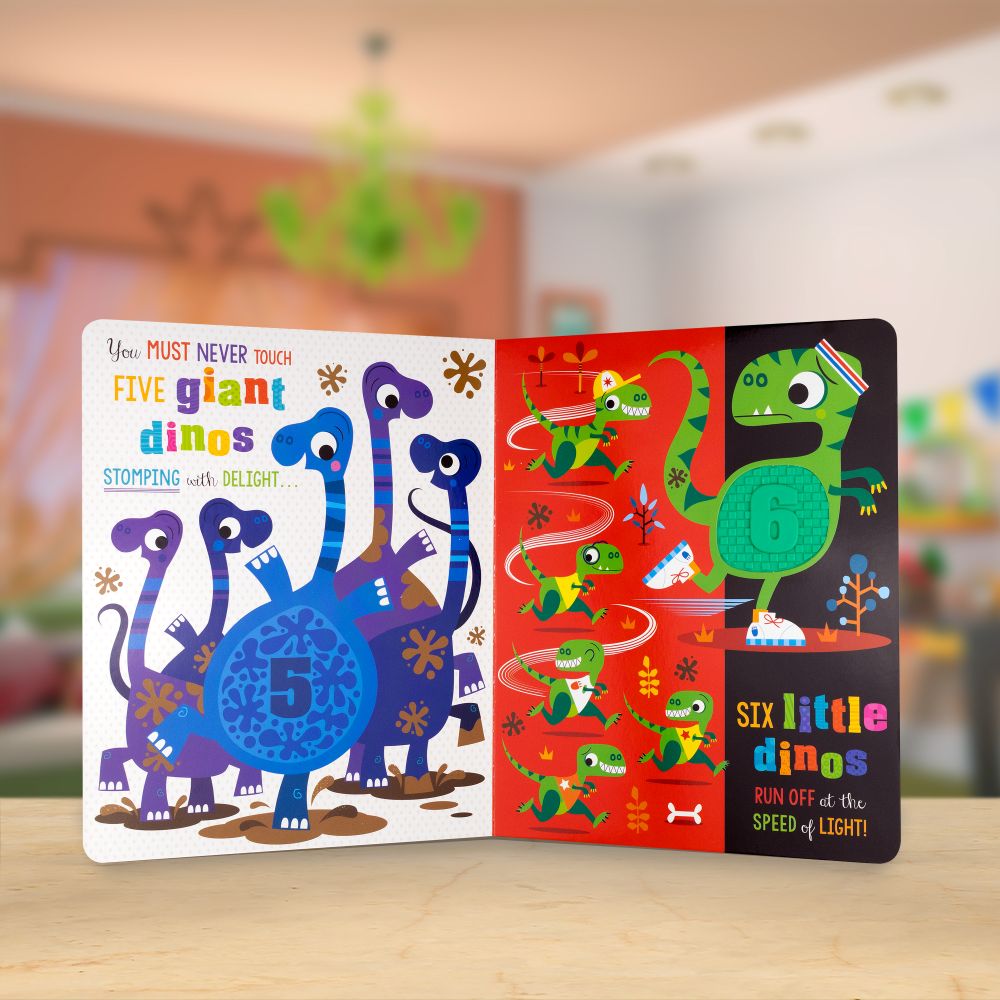 Product image 5 of Never Touch a Dinosaur: 10 Hungry Dinos, a board book for ages 0+, by Make Believe Ideas.
