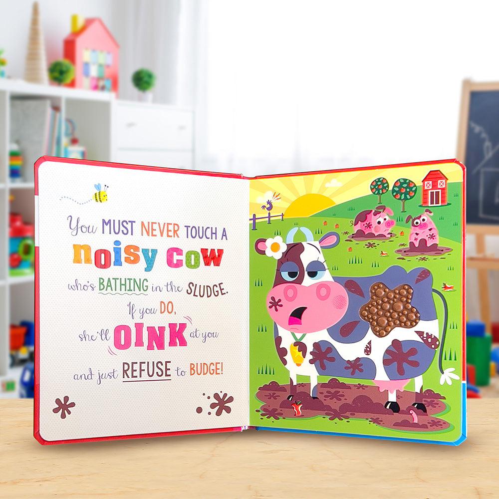 Product image 3 of Never Touch a Noisy Cow!, a board book for ages 0+, by Make Believe Ideas.