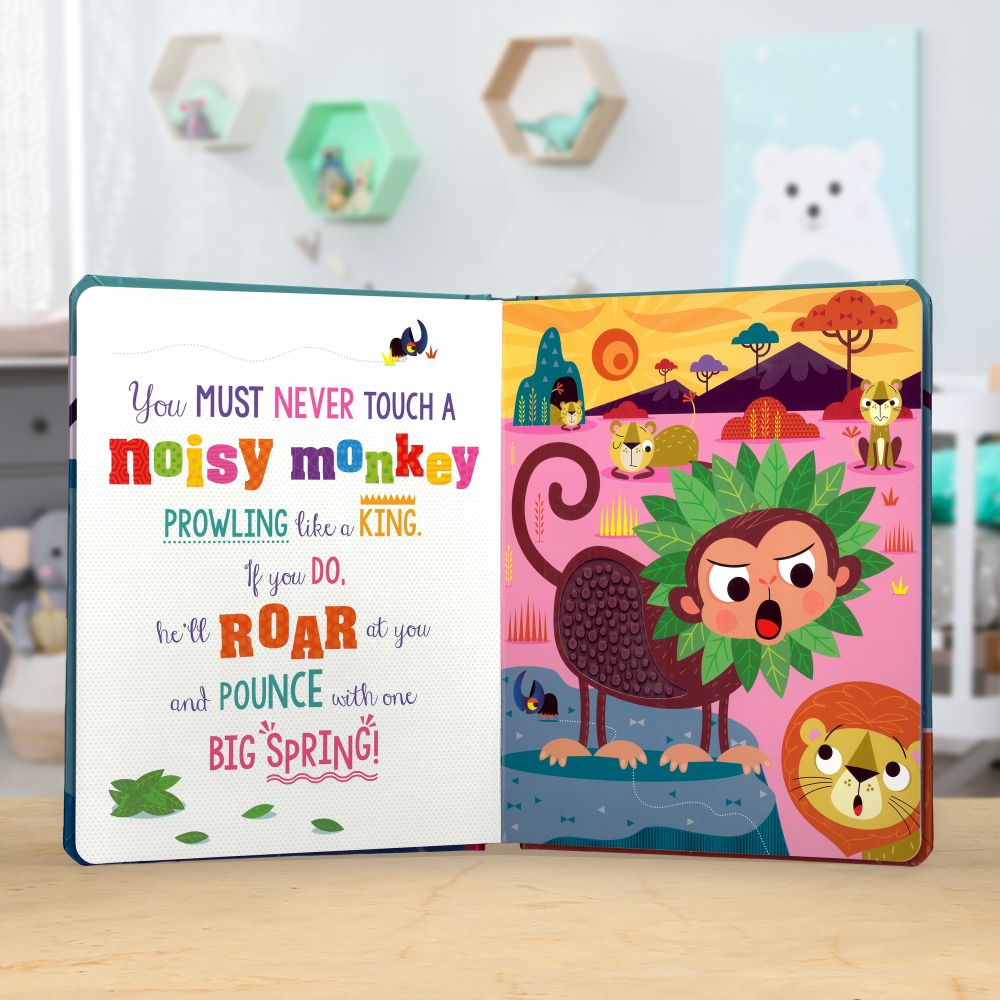 Product image 3 of Never Touch a Noisy Monkey!, a board book for ages 0+, by Make Believe Ideas.