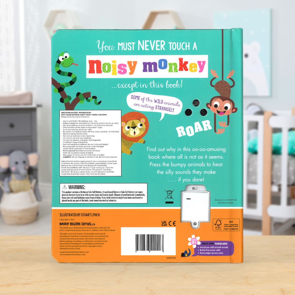 Product image 6 of Never Touch a Noisy Monkey!, a board book for ages 0+, by Make Believe Ideas.