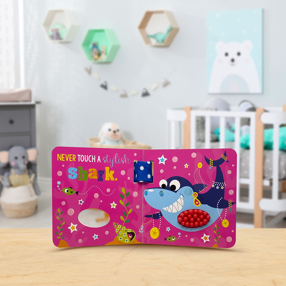 Product image 3 of Never Touch a Shark! Buggy Book, a board book for ages 0+, by Make Believe Ideas.
