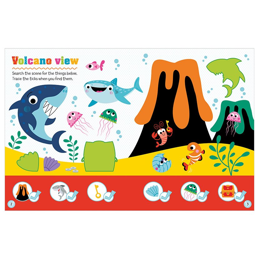 Product image 2 of Never Touch a Shark! Sticker Activity Book, a sticker activity book for ages 3+, by Make Believe Ideas.