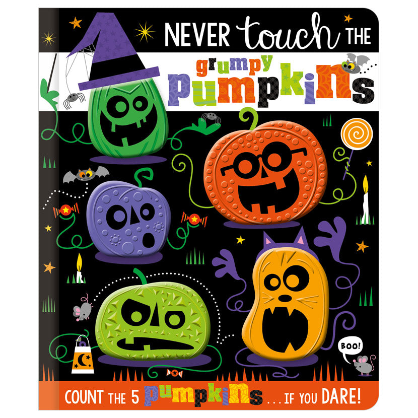 Product image 1 of Never Touch the Grumpy Pumpkins, a board book for ages 0+, by Make Believe Ideas.