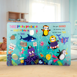 Product image 5 of Never Touch the Pesky Penguins, a board book for ages 0+, by Make Believe Ideas.