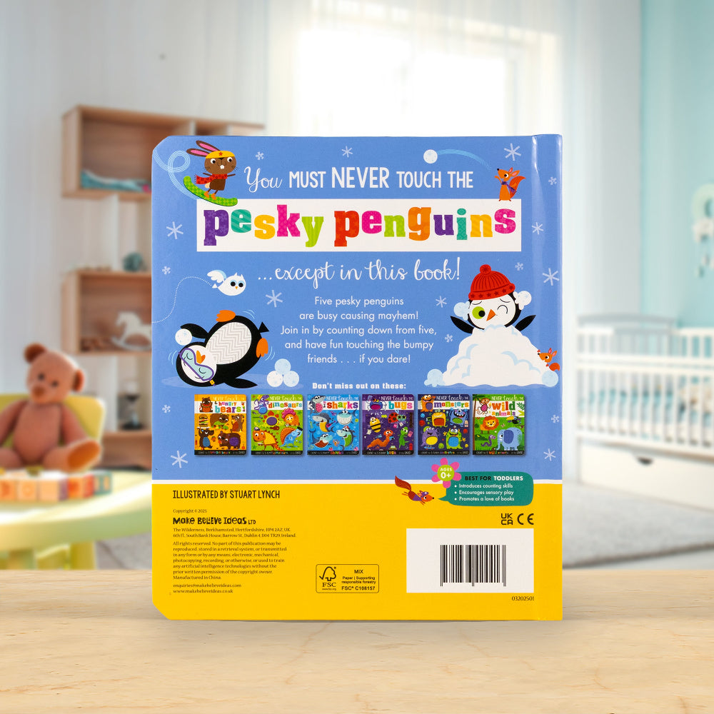 Product image 6 of Never Touch the Pesky Penguins, a board book for ages 0+, by Make Believe Ideas.