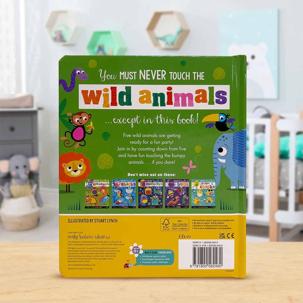 Product image 5 of Never Touch the Wild Animals, a board book for ages 0+, by Make Believe Ideas.
