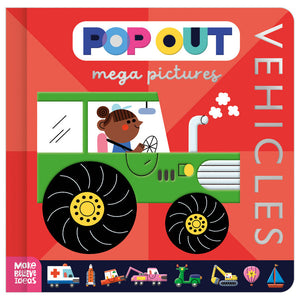 Product image 1 of Pop Out Mega Pictures Vehicles, a board book for ages 0+, by Make Believe Ideas.