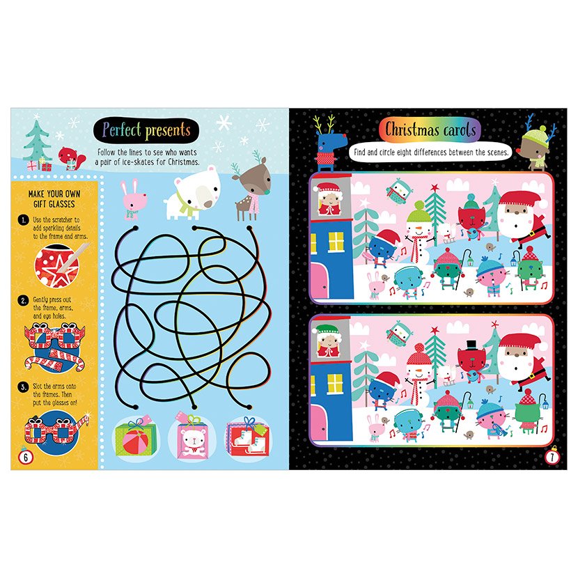 Product image 3 of Scratch and Sparkle Christmas Activity Book, a sticker activity book for ages 4+, by Make Believe Ideas.