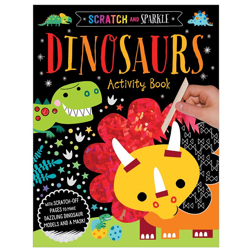 Product image 1 of Scratch and Sparkle Dinosaurs Activity Book, a sticker activity book for ages 4+, by Make Believe Ideas.