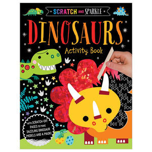 Product image 1 of Scratch and Sparkle Dinosaurs Activity Book, a sticker activity book for ages 4+, by Make Believe Ideas.