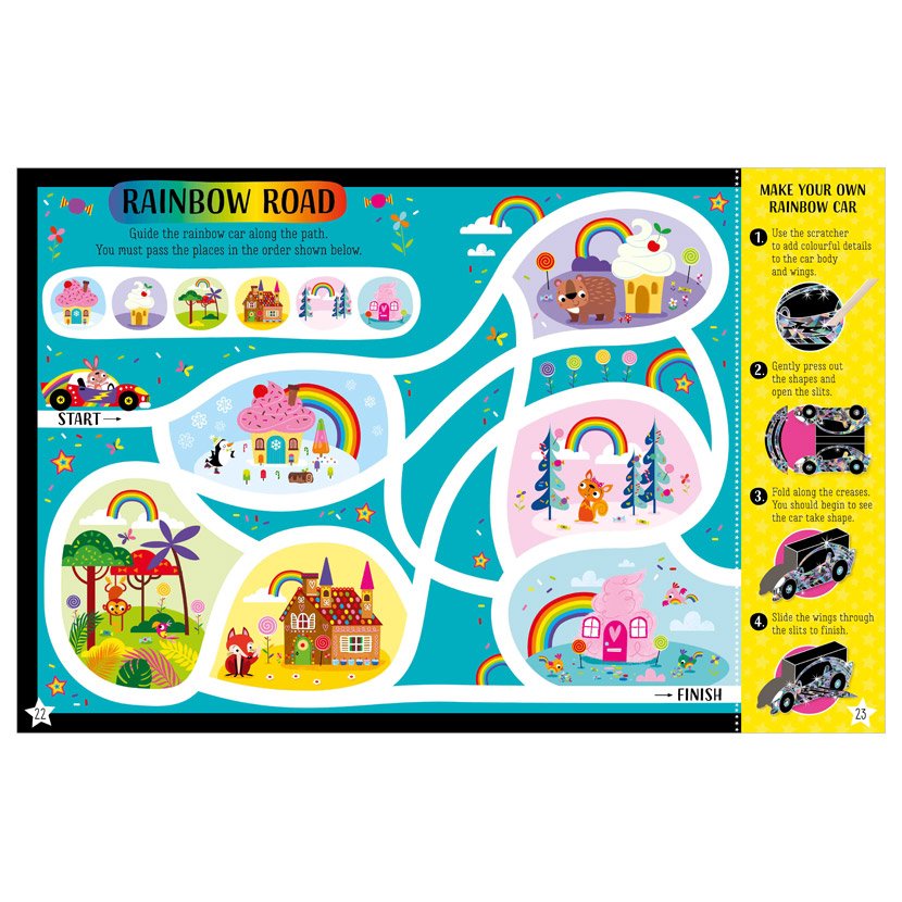Product image 3 of Scratch and Sparkle Rainbows, a sticker activity book for ages 4+, by Make Believe Ideas.