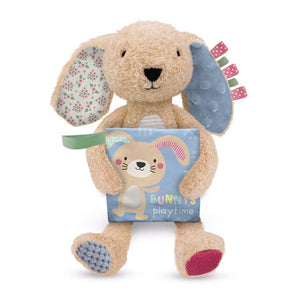 Product image 1 of Sensory Snuggables Medium Plush Bunny with Cloth Book, a plush toy for ages 0+, by Make Believe Ideas.
