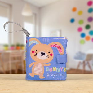 Product image 4 of Sensory Snuggables Medium Plush Bunny with Cloth Book, a plush toy for ages 0+, by Make Believe Ideas.