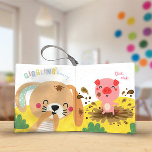 Product image 6 of Sensory Snuggables Medium Plush Bunny with Cloth Book, a plush toy for ages 0+, by Make Believe Ideas.